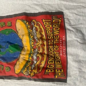 Vintage 90s Gutsy Benders T-Shirt with Earth and Sandwich Design single stitch